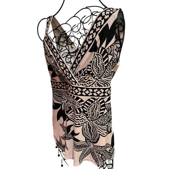 Cache Retro Y2K Black White Floral Greek Vibe Geometric Accent Tank Top Sz S - Picture 2 of 8